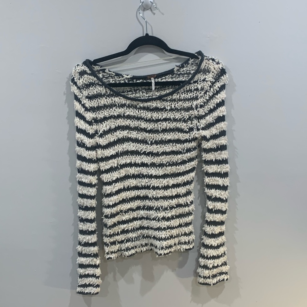 Free People gray and white stripped Sweater